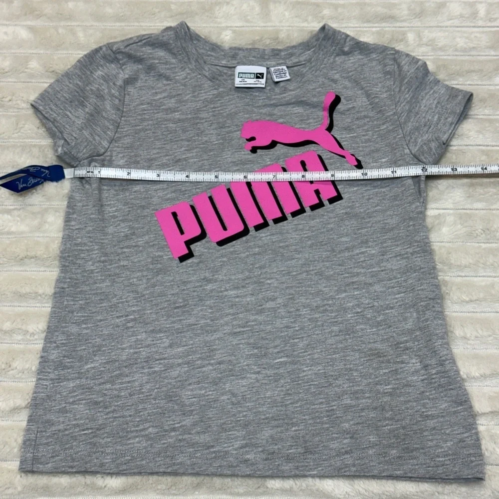 Puma: Lot of (2) Girls Short Sleeve T-Shirts, Pink & Gray Logo, Size XS (5/6)